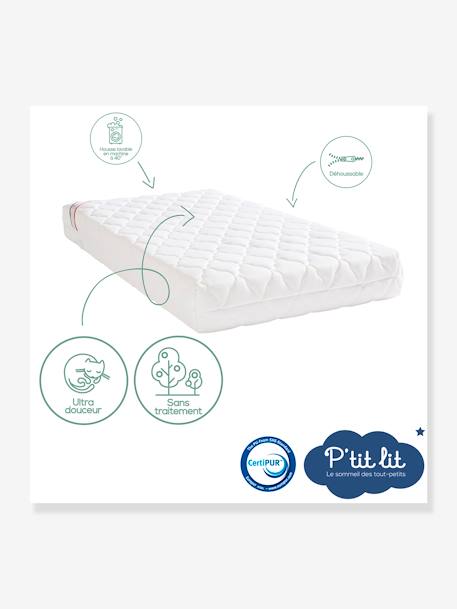 Matelas bébé Bamboo non traité déhoussable blanc 3 - vertbaudet enfant 