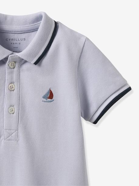 Polo maille piquée bébé coton biologique CYRILLUS bleu grisé 2 - vertbaudet enfant 