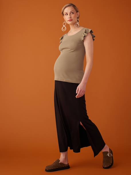 Jupe longue grossesse en maille ENVIE DE FRAISE noir 1 - vertbaudet enfant 