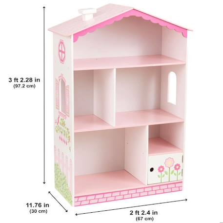 KidKraft - Bibliothèque en bois en forme de Maison de Poupée Cottage pour Enfant avec 3 étages - Rose ROSE 6 - vertbaudet enfant 
