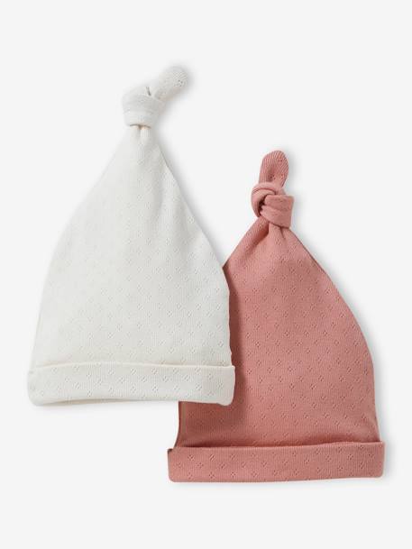 Lot de 2 bonnets bébé écru+rose pâle 3 - vertbaudet enfant 