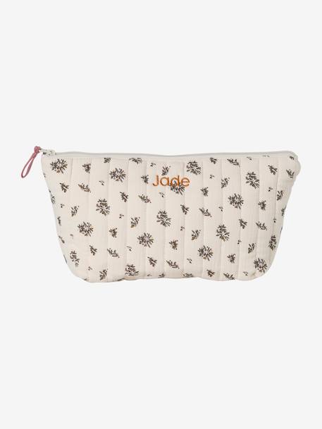 Trousse de toilette enfant en gaze de coton bleu imprimé+imprimé fleurs grenier+Lovely Leo 18 - vertbaudet enfant 