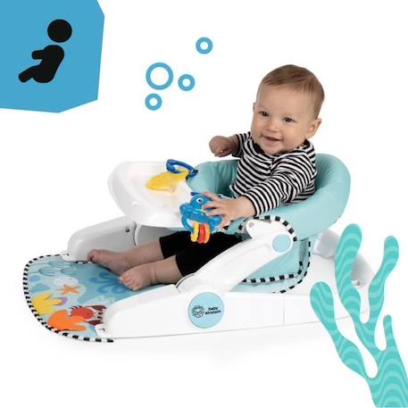 Siège au sol évolutif Ocean Explorers BABY EINSTEIN Sea of Support 2-en-1 avec jouets amovibles - Bleu/Blanc BLEU 3 - vertbaudet enfant 