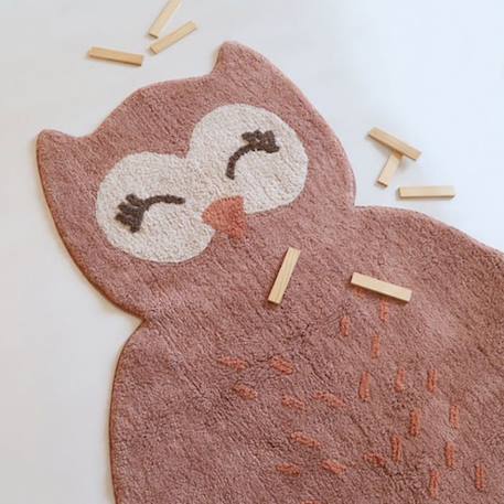 Tapis Coton Hibou Little Pepa par Nattiot - Multicolore - 90 x 115 cm ROSE 2 - vertbaudet enfant 