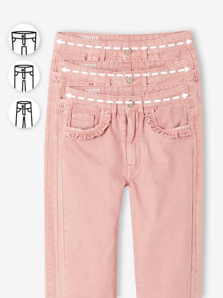 Pantalon droit MorphologiK Fille Tour de hanches Fin blush+vert sauge 5 - vertbaudet enfant 