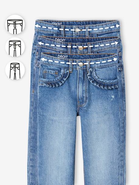 Jean droit Morpho fille Tour de hanches large denim bleached+stone 10 - vertbaudet enfant 