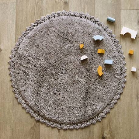 Tapis enfant Perla crocheté main en coton finition crochet gris Ø110 - Nattiot GRIS 2 - vertbaudet enfant 