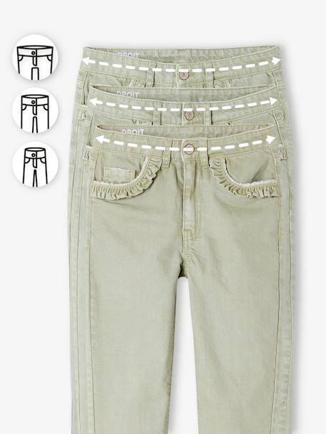 Pantalon droit MorphologiK Fille Tour de hanches Fin blush+vert sauge 10 - vertbaudet enfant 