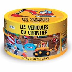 Puzzle géant et livre - Les véhicules du chantier  - vertbaudet enfant