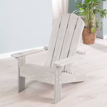 Fauteuil Adirondack pour Enfants - ROBA - Gris - Bois Résistant aux Intempéries - Porte Gobelet GRIS 2 - vertbaudet enfant 