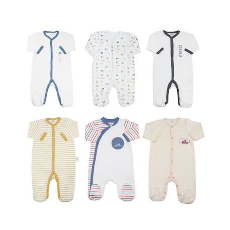 Lot de 6 Pyjamas Bébé Trois Kilos Sept - Blanc - 6 mois BLANC 1 - vertbaudet enfant 