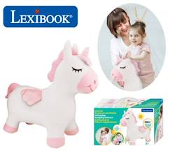 Jouet-Jeux de plein air-Tricycles, draisiennes et trottinettes-Porteur - LEXIBOOK - Licorne Sauteuse Gonflable en Peluche - Housse Amovible - Pour Enfant à partir de 3 ans