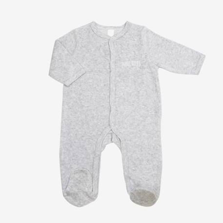 Pyjama bébé - TROIS KILOS SEPT - Gris uni - velours 75% coton 25% polyester GRIS 1 - vertbaudet enfant 