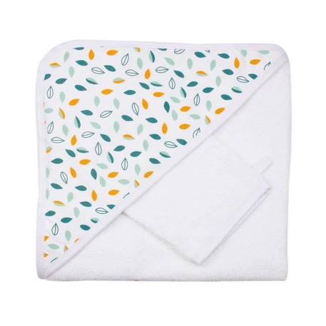 Set De Bain Bébé - Feuilles Trois Kilos Sept - Blanc 70x70 Cm BEIGE 1 - vertbaudet enfant 