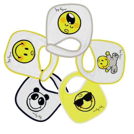 Bavoir naissance - SMILEY BABY® - Lot de 5 - Jaune - Mixte - 0 mois - Naissance JAUNE 1 - vertbaudet enfant 