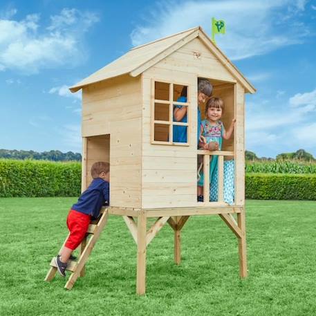 MAISONNETTE EN BOIS TP SUNNYSIDE POUR ENFANTS INCLUS AVEC ECHELLE - NORME FSC dim  L92 x l131 x h197 MARRON 2 - vertbaudet enfant 