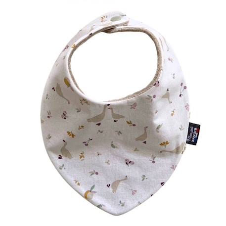 Bavoir bandana - Petites oies pour bébés de 3 à 18 mois - 100% coton - Absorption maximale - Fermeture pression - Lavage à 40° BLANC 3 - vertbaudet enfant 