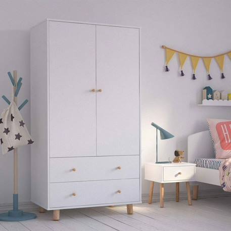 Armoire enfant Gabby   Blanc et bois BLANC 3 - vertbaudet enfant 