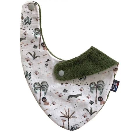 Bavoir Bandana - Savane pour Bébé 3 à 18 mois, 100% Coton, Doublé Eponge, Fermeture Pression, Lavage à 40°. BLANC 2 - vertbaudet enfant 