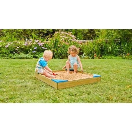 Bac a sable bois avec bache de fond et couverture de protection tp toys 90 x 90 x 12 cm MARRON 3 - vertbaudet enfant 