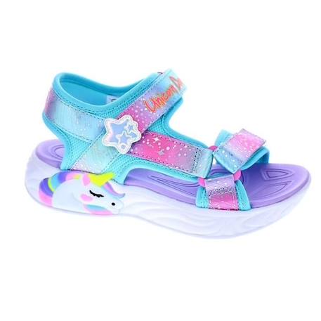 Sandales - Skechers Unicorn Fille - Bleu - Scratch - Plat - Basse - Synthétique - 2 cm BLEU 1 - vertbaudet enfant 