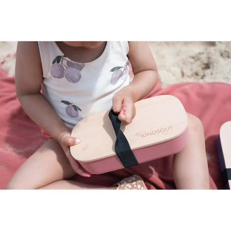 Kindsgut Lunch Box en bioplastique avec couvercle en bois de hêtre non verni, Rose Foncé ROSE 2 - vertbaudet enfant 