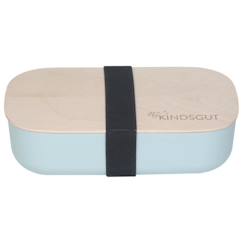 Puériculture-Repas-Vaisselle, coffret repas-Kindsgut Lunch Box en bioplastique avec couvercle en bois de hêtre non verni, Aquamarine