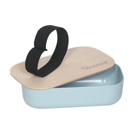 Kindsgut Lunch Box en bioplastique avec couvercle en bois de hêtre non verni, Aquamarine BLEU 3 - vertbaudet enfant 