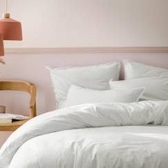 Linge de maison et décoration-Linge de lit enfant-Taie d'oreiller-Set de 2 taies d’oreiller unies à franges - MATT & ROSE - COTON LAVÉ - Blanc - 50x70 cm
