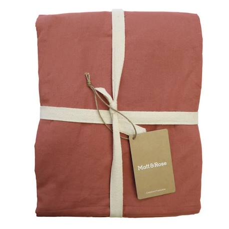 Set de 2 taies d’oreiller unies à volant, COTON LAVÉ TERRE CUITE 65x65cm ROUGE 2 - vertbaudet enfant 