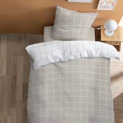 Linge de maison et décoration-Linge de lit enfant-Housse de couette-Parure de lit imprimée 100% coton, CHECKS 140x200 cm GREIGE