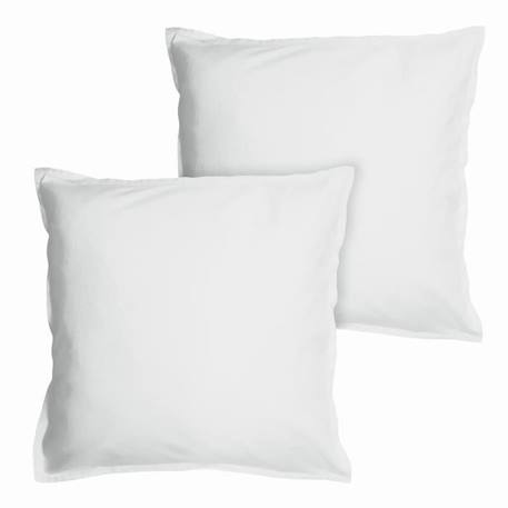 Set de 2 taies d’oreiller en coton lavé blanc - MATT & ROSE - Finition volant plat BLANC 1 - vertbaudet enfant 