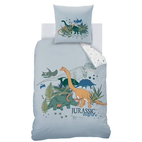 Housse de couette + taie d'oreiller 100% coton - Dino Jungle GRIS 3 - vertbaudet enfant 