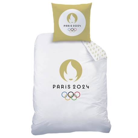 Parure de lit imprimée 100% coton PARIS 2024 JEUX OLYMPIQUES LOGO 140x200 cm BLANC 3 - vertbaudet enfant 