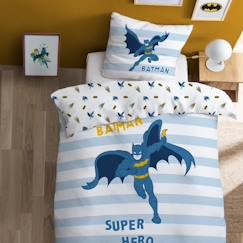 Linge de maison et décoration-Linge de lit enfant-Housse de couette-Parure de lit imprimée 100% coton BATMAN TEAM 140x200 cm