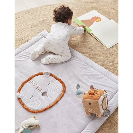 Tapis de jeu et de parc 75 x 95cm en Veloudoux GRIS 3 - vertbaudet enfant 