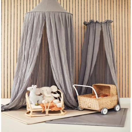 Ciel de lit Voile Moustiquaire 245cm Gris Tempête Jollein GRIS 2 - vertbaudet enfant 