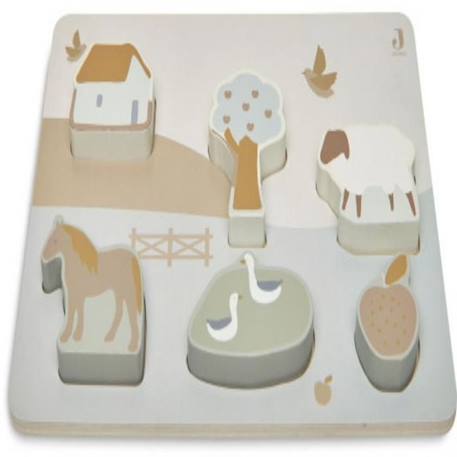 Puzzle en bois - JOLLEIN - Ferme - 6 pièces - Animaux - Mixte MARRON 3 - vertbaudet enfant 