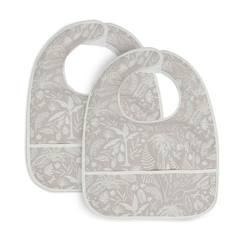 Puériculture-Repas-Bavoir-Bavoir Imperméable Botanical Nougat (2pcs) - Gris - Jollein