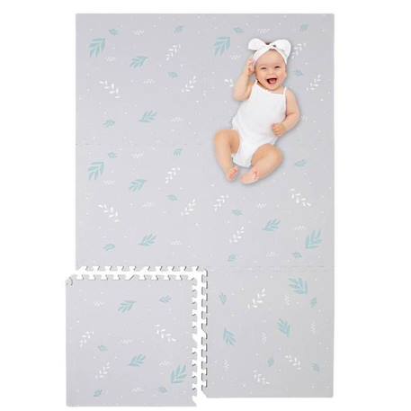 Tapis d éveil et jeux Enfant Puzzle Feuilles Grises - 120 x 180 cm - Géant - Mousse EVA sûre et durable - Kidolo BLANC 2 - vertbaudet enfant 