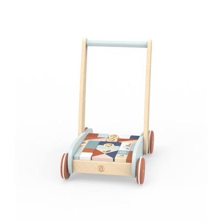 Chariot de marche et jeu des formes 27 blocs - Bois FSC - Trotteur bébé - Speedy Monkey BEIGE 1 - vertbaudet enfant 