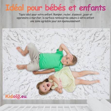 Tapis d éveil et jeux Enfant Puzzle Marbre - 120 x 180 cm - Géant - Mousse EVA sûre et durable - Kidolo BLANC 4 - vertbaudet enfant 