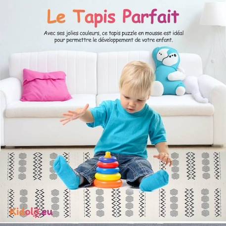 Tapis d éveil et jeux Enfant Puzzle Tribal - 120 x 180 cm - Géant - Mousse EVA sûre et durable - Kidolo BLANC 4 - vertbaudet enfant 