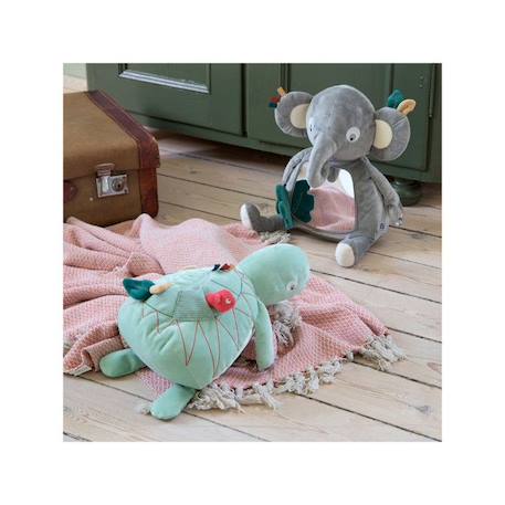 Jouet d'activité Finley l'éléphant - Peluche avec miroir - Sebra GRIS 4 - vertbaudet enfant 