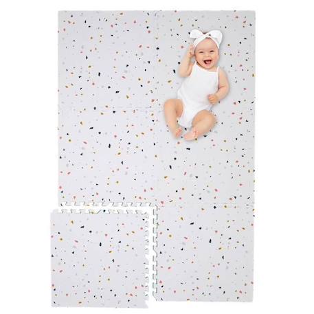 Tapis d éveil et jeux Enfant Puzzle Terrazzo Rose - 120 x 180 cm - Géant - Mousse EVA sûre et durable - Kidolo BLANC 2 - vertbaudet enfant 