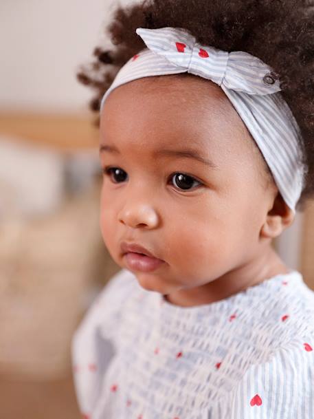 Ensemble en seersucker robe + short + bandeau bébé rayé bleu 11 - vertbaudet enfant 