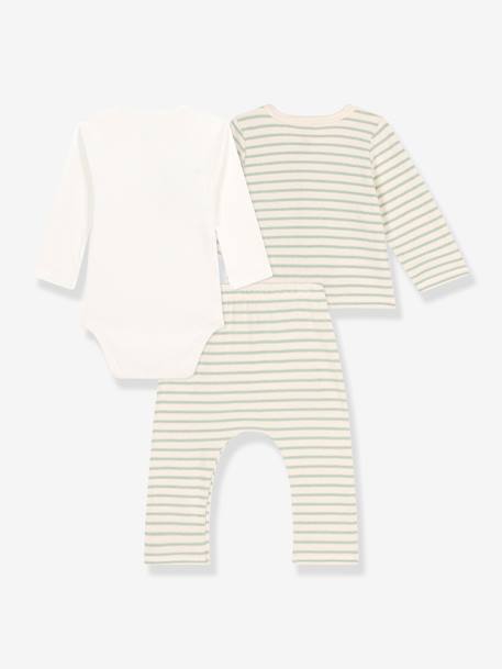 Ensemble 3 pièces bébé PETIT BATEAU rayé vert 2 - vertbaudet enfant 