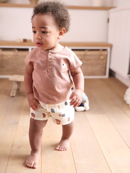 Ensemble bébé T-shirt et short menthe+moka 7 - vertbaudet enfant 