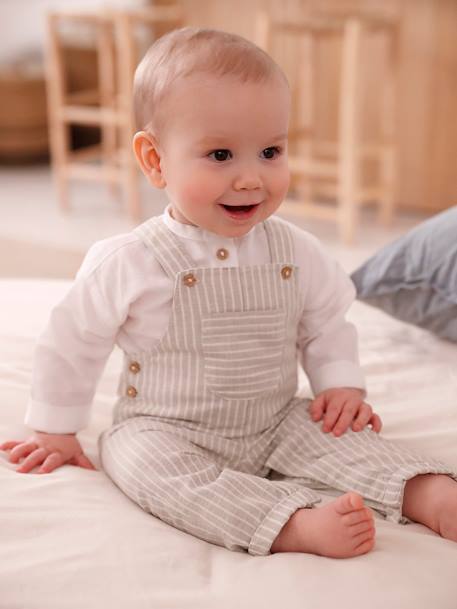 Ensemble cérémonie chemise et salopette naissance en lin et coton  - vertbaudet enfant