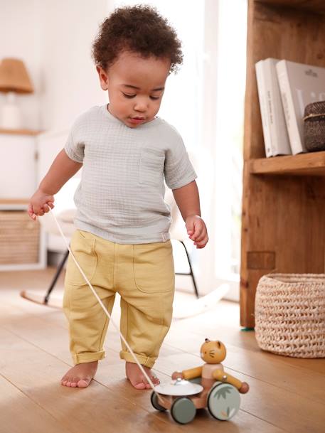 T-shirt bi-matière bébé manches courtes vert d'eau 7 - vertbaudet enfant 